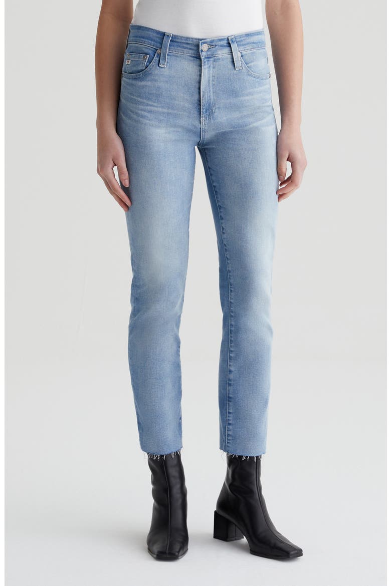 Mari Raw Hem High Waist Crop Straight Leg Jeans, Main, color, 24 YEARS LOOKING GLASS