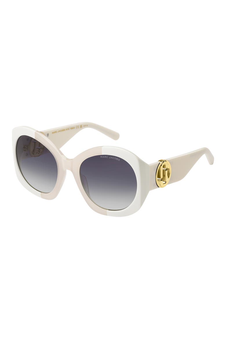 56mm Gradient Rectangular Sunglasses, Alternate, color, IVORY/ GREY SHADED BLUE