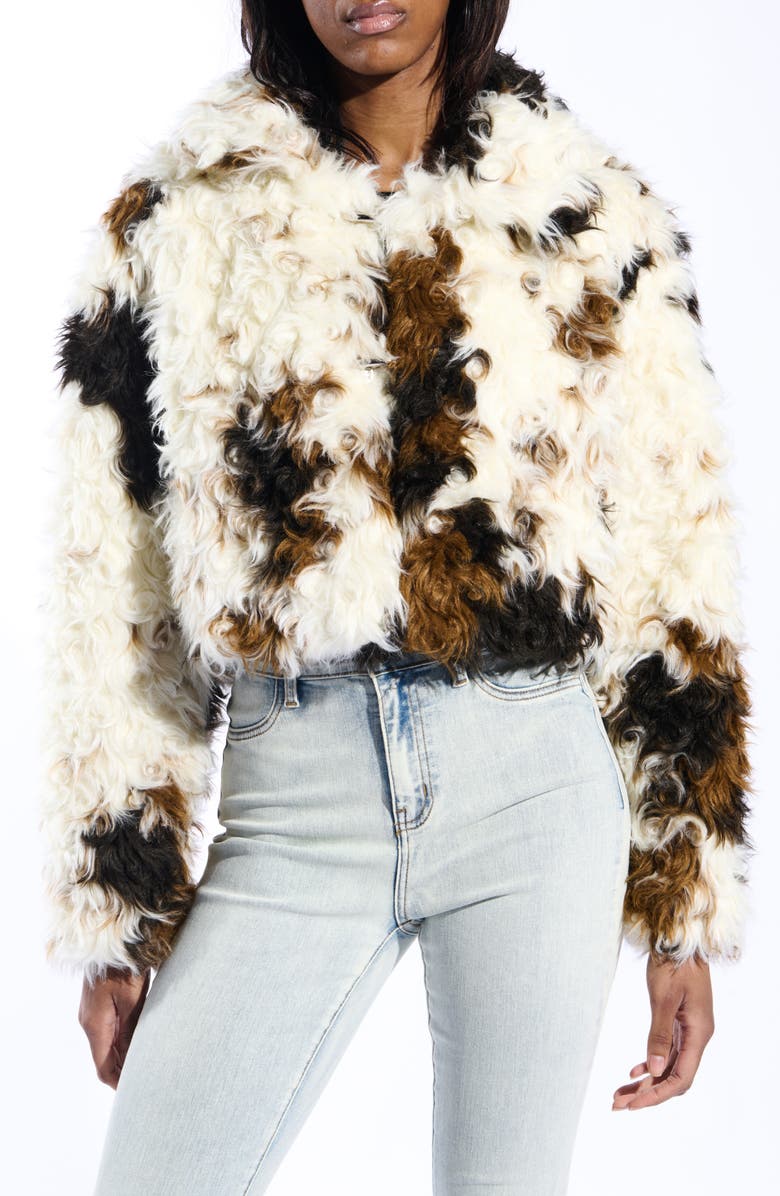 AZALEA WANG Enora Faux Fur Coat, Main, color, Cream Multi