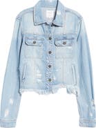 HIDDEN JEANS Frayed Hem Denim Jacket