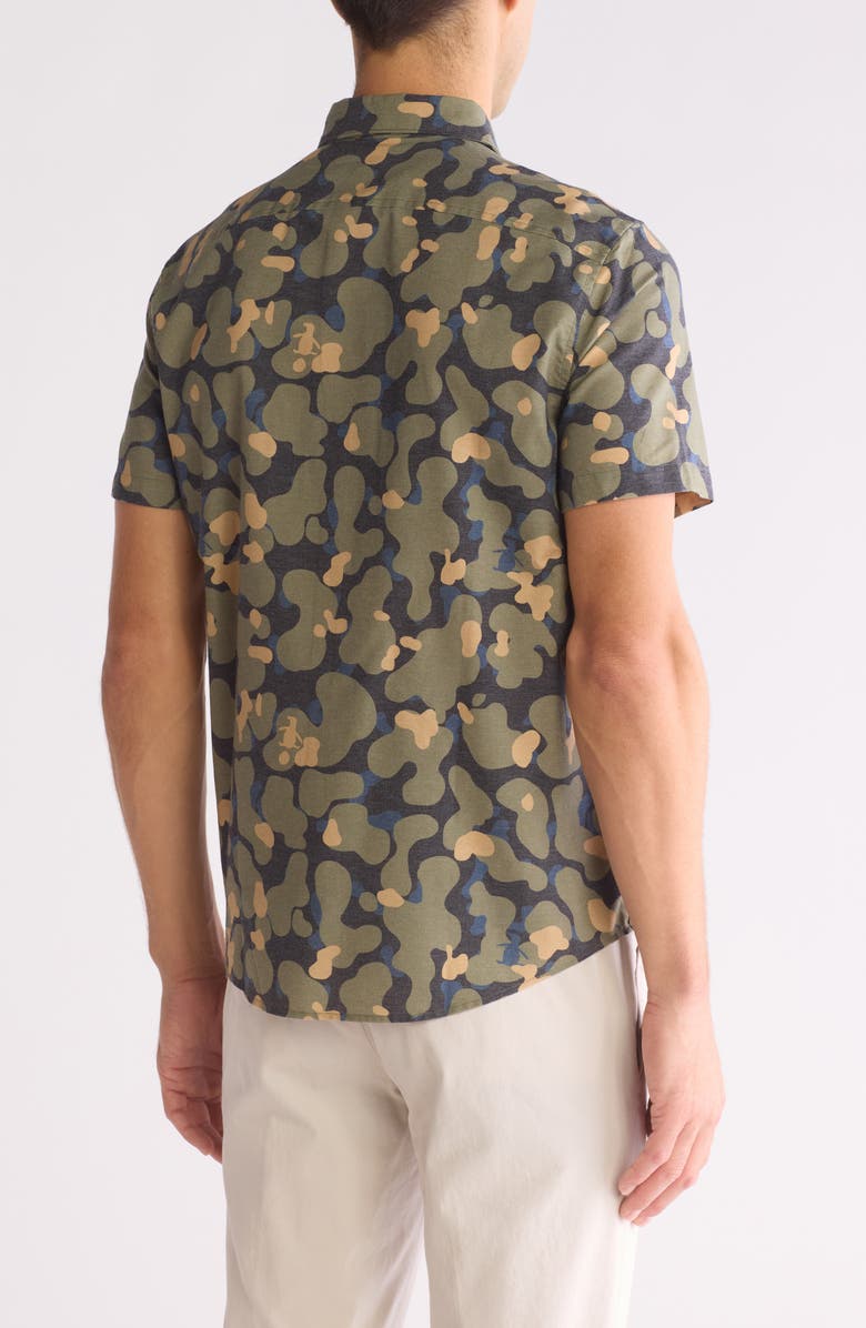 Original Penguin Oxford Camo Short Sleeve Button-Up Shirt, Alternate, color, 