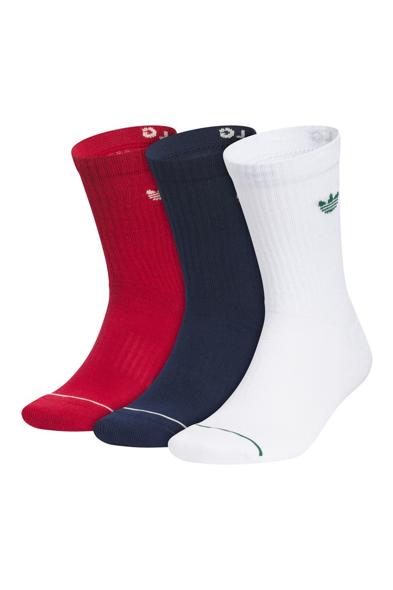Trefoil 3.0 3-Pack Assorted Crew Socks, Main, color, TEAM RED/ YELLOW/ INDIGO