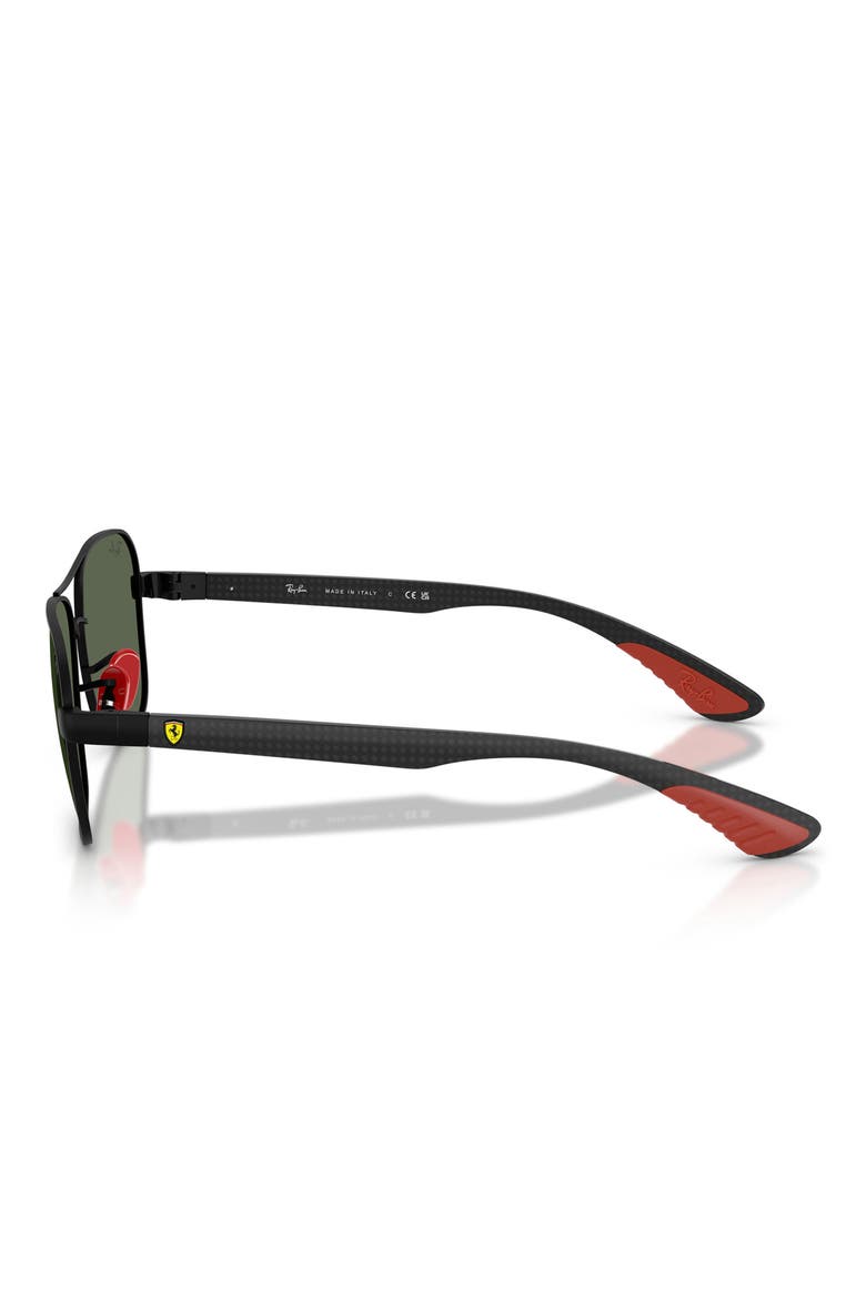 x Scuderia Ferrari 58mm Square Sunglasses, Alternate, color, MATTE BLACK / DARK GREEN