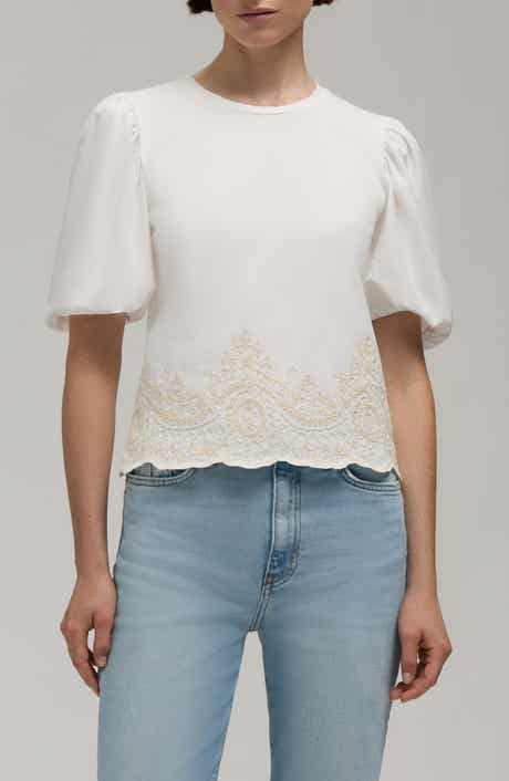 Hunter Embroidered Puff Sleeve Top