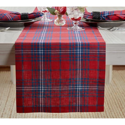 Linen Table Runner - Red Tartan Plaid