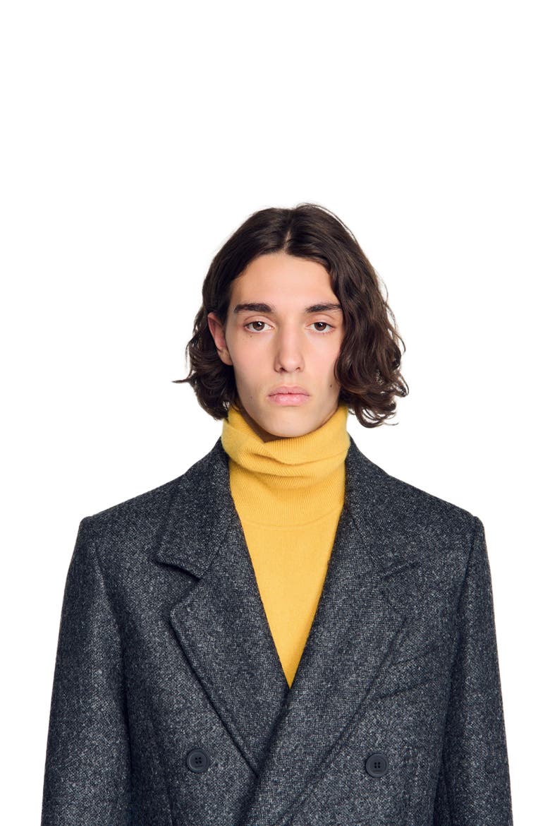 Double-breasted virgin wool coat, Alternate, color, Mocked grey