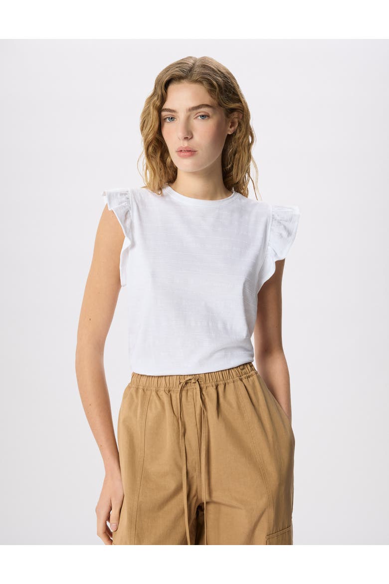 Frill Sleeve Broderie Top, Main, color, White