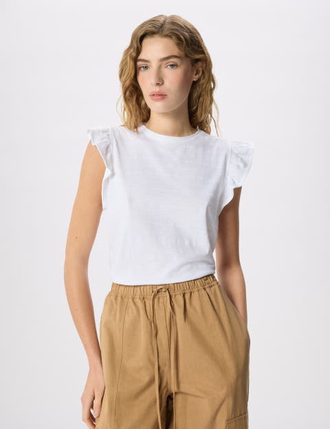 Frill Sleeve Broderie Top