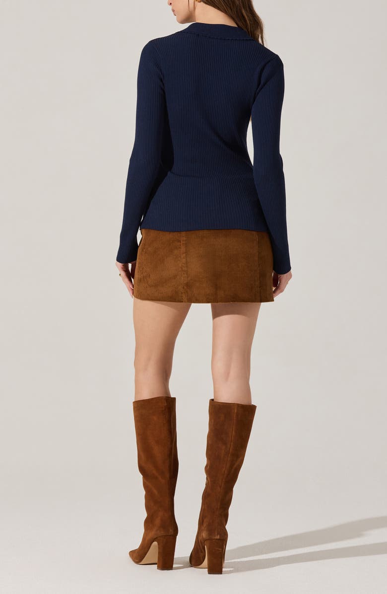 ASTR the Label Keren Rib Polo Cardigan, Alternate, color, Navy