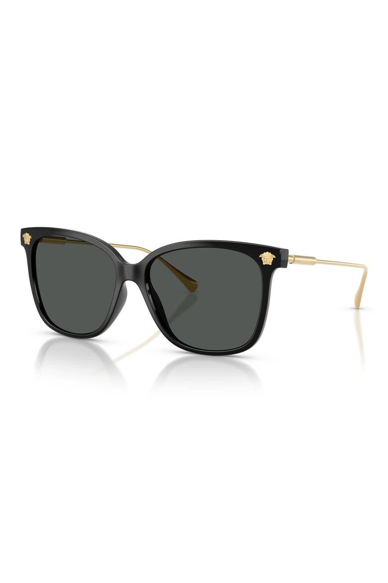 57mm Square Sunglasses, Alternate, color, BLACK / DARK GREY