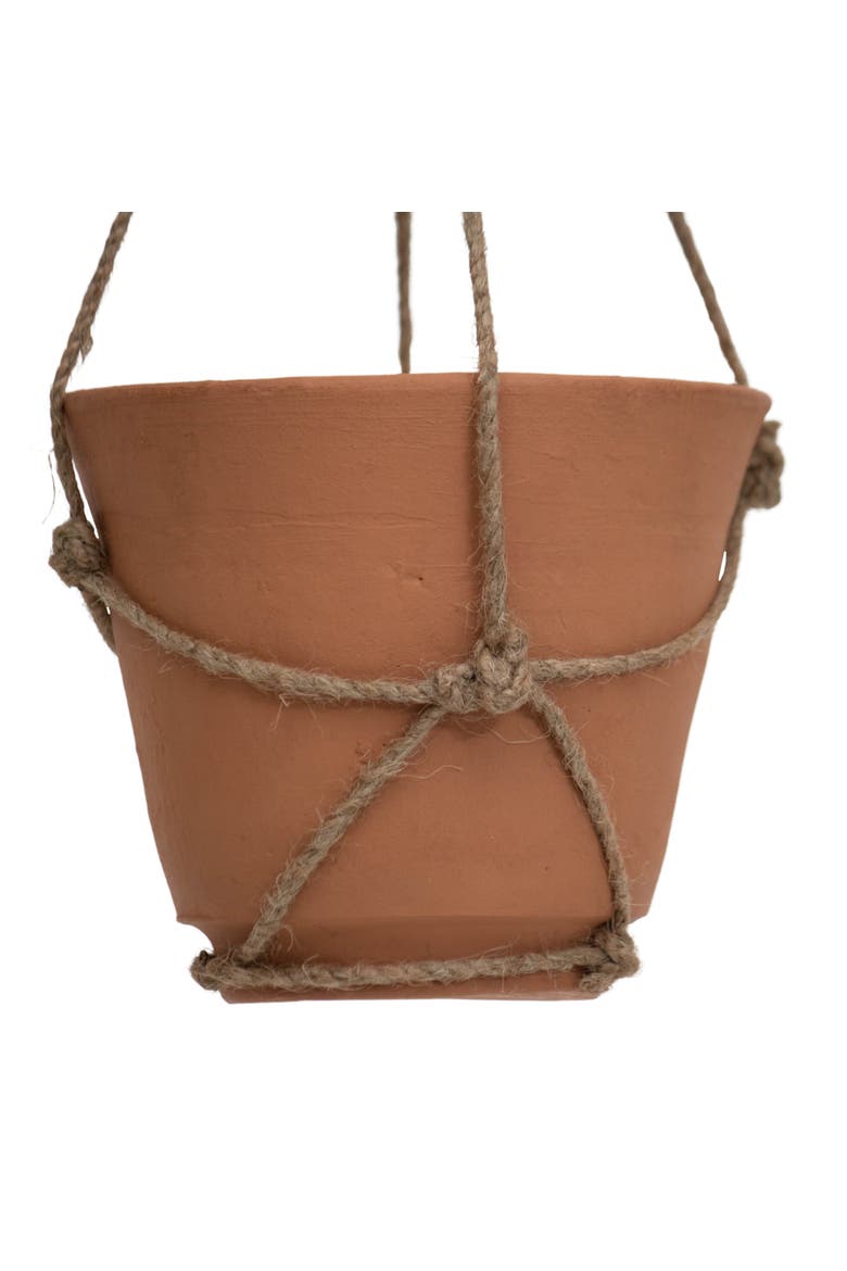 Hanging Terracotta Terracotta & Jute Planter, Alternate, color, Orange