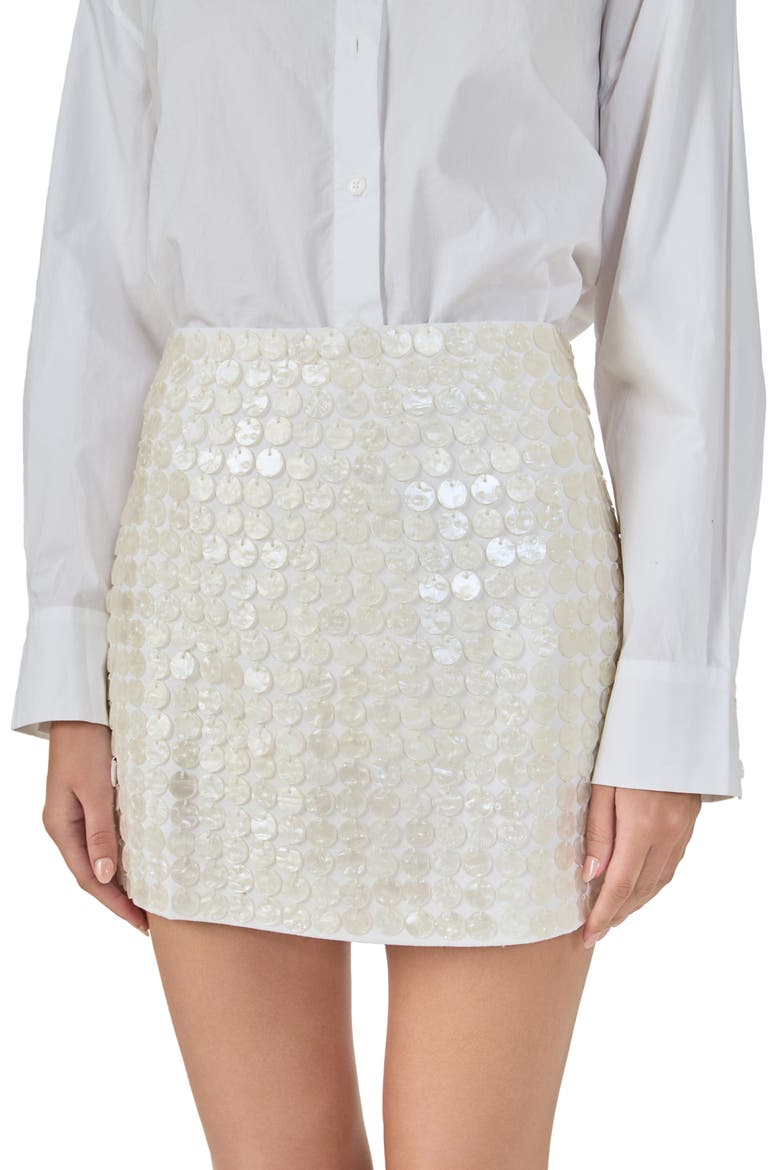 Sequin Miniskirt, Alternate, color, OFF WHITE