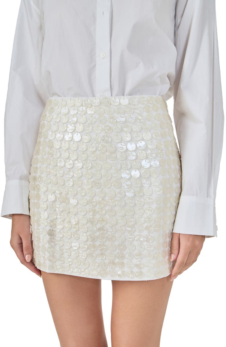 Endless Rose Sequin Miniskirt, Alternate, color, Off White