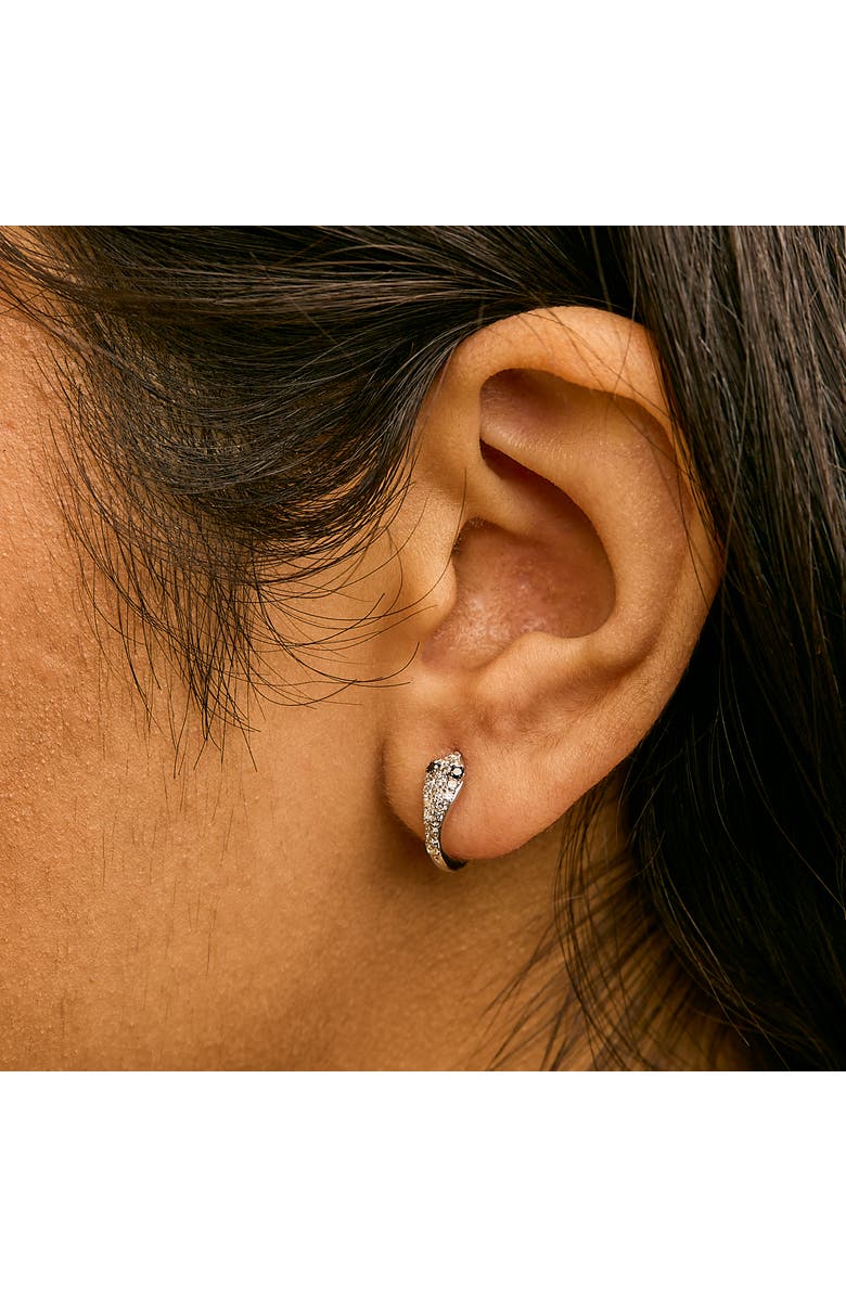 Haus of Brilliance 10K White Gold 1/5 Cttw Diamond Snake Eyes Huggy Hoop Earrings, Alternate, color, White