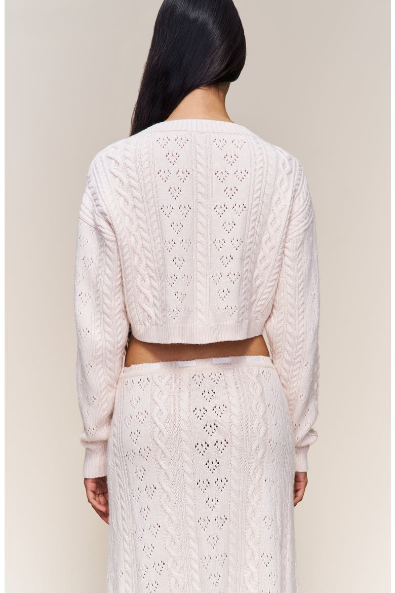 Noah Wool Cable Crop Cardigan, Alternate, color, Snow White