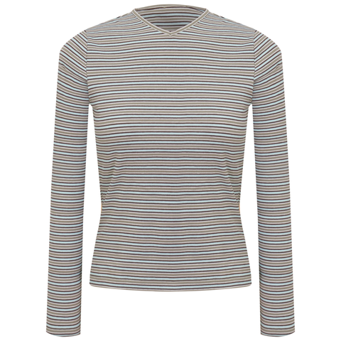 Dolman V-Neck Striped Long Sleeve Tee