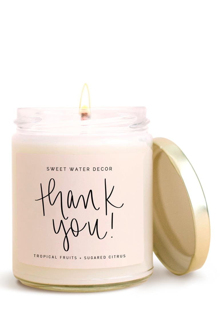 Thank You 9 oz. Soy Candle - Set of 2, Main, color, PINK GOLD