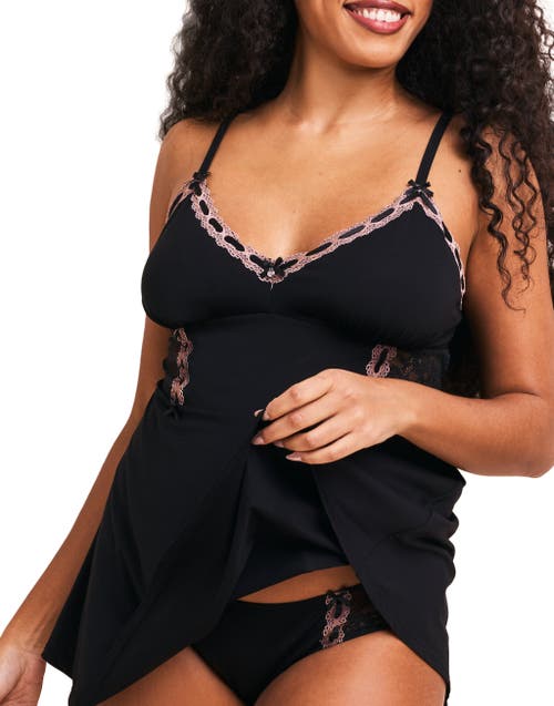 Adore Me Hilda Babydoll & Hipster Set In Black