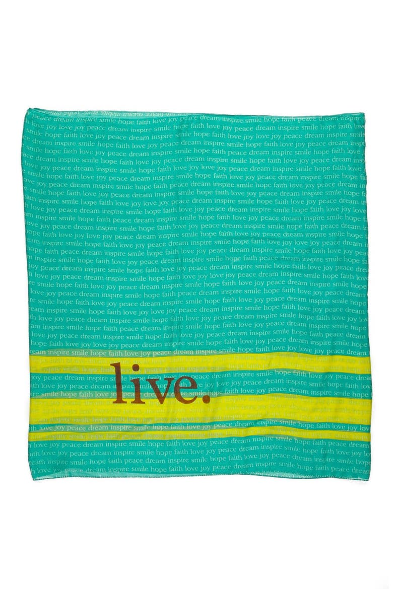 'Live' Infinity Scarf, Alternate, color, LIVE STRIPE YELLOW/TEAL/ GREEN