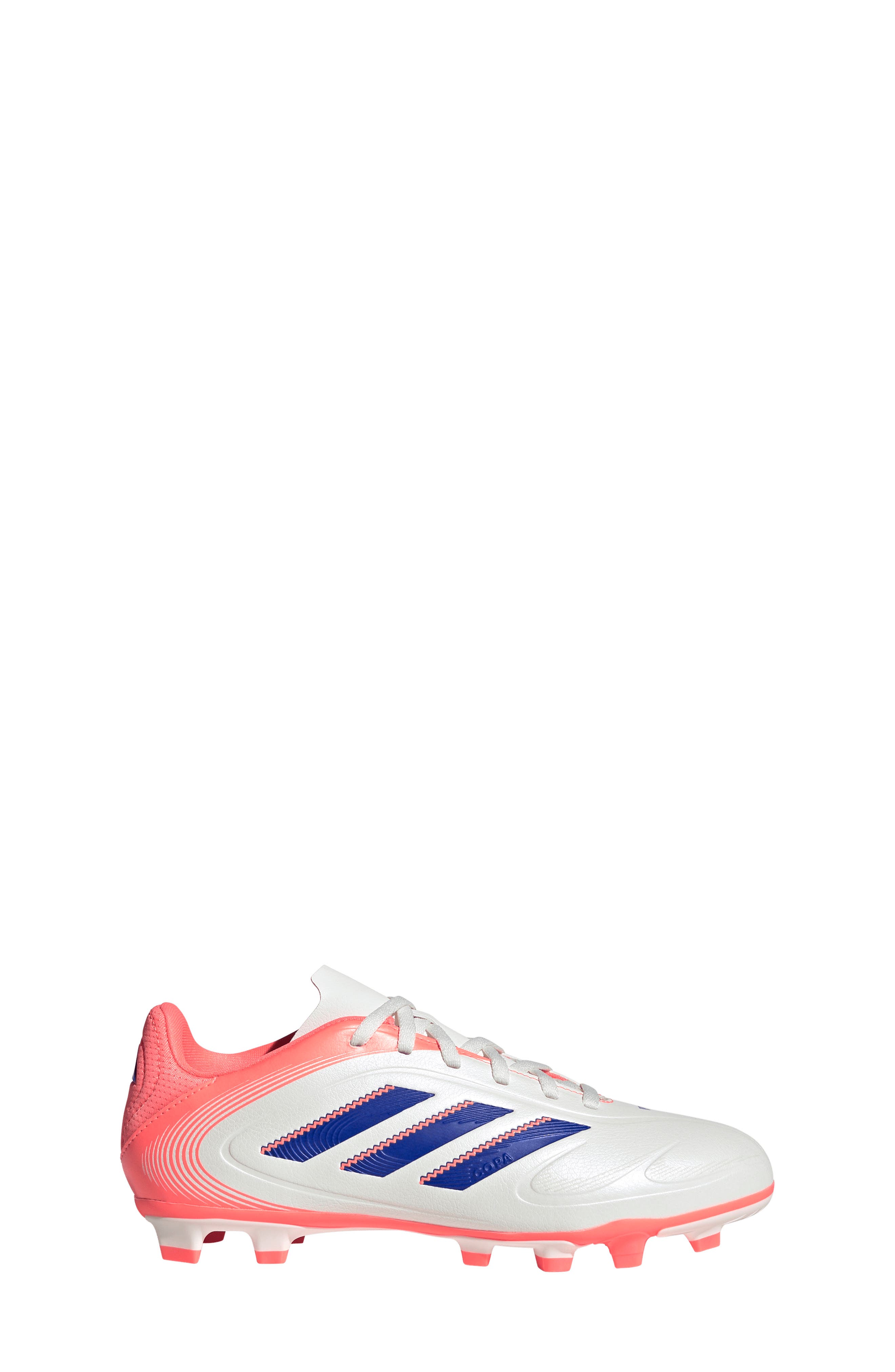 adidas Kids' Copa Pure 3 Club Soccer Cleat, Alternate, color, Off White/ Blue/ Coral