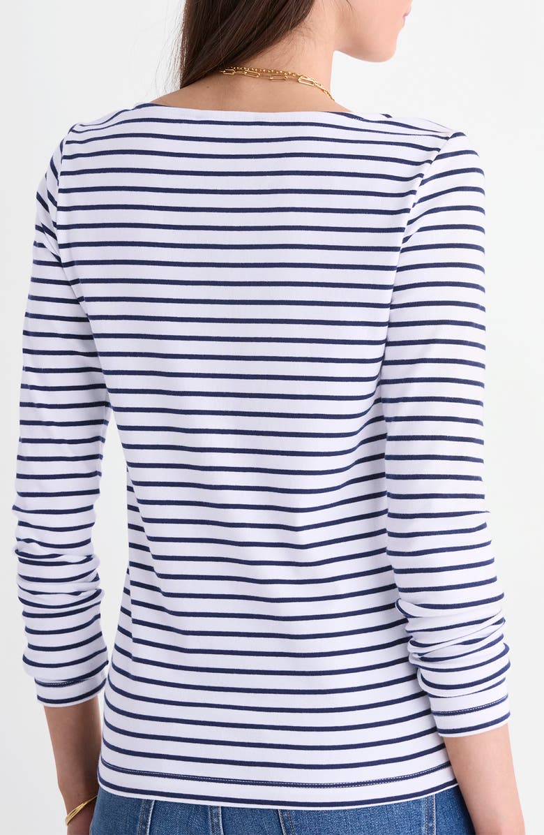 vineyard vines Boat Neck Stretch Cotton Top, Alternate, color, Baystripe White/ Navy