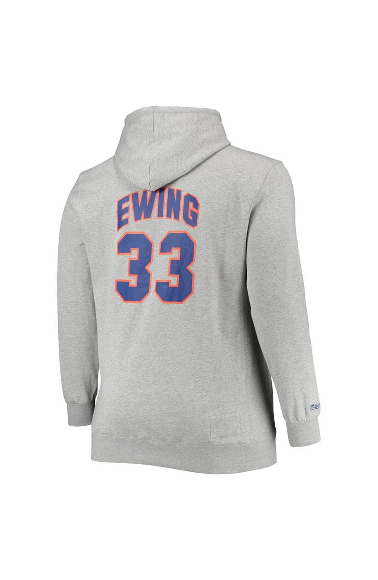 Mitchell & Ness Men's Mitchell & Ness Patrick Ewing Heathered Gray New York Knicks Big & Tall Name & Number Pullover Hoodie, Alternate, color, 