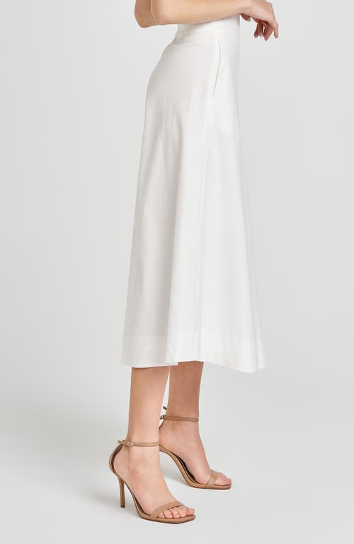 Shop Wayf Lilly Stretch Cotton Midi Skirt In Ivory