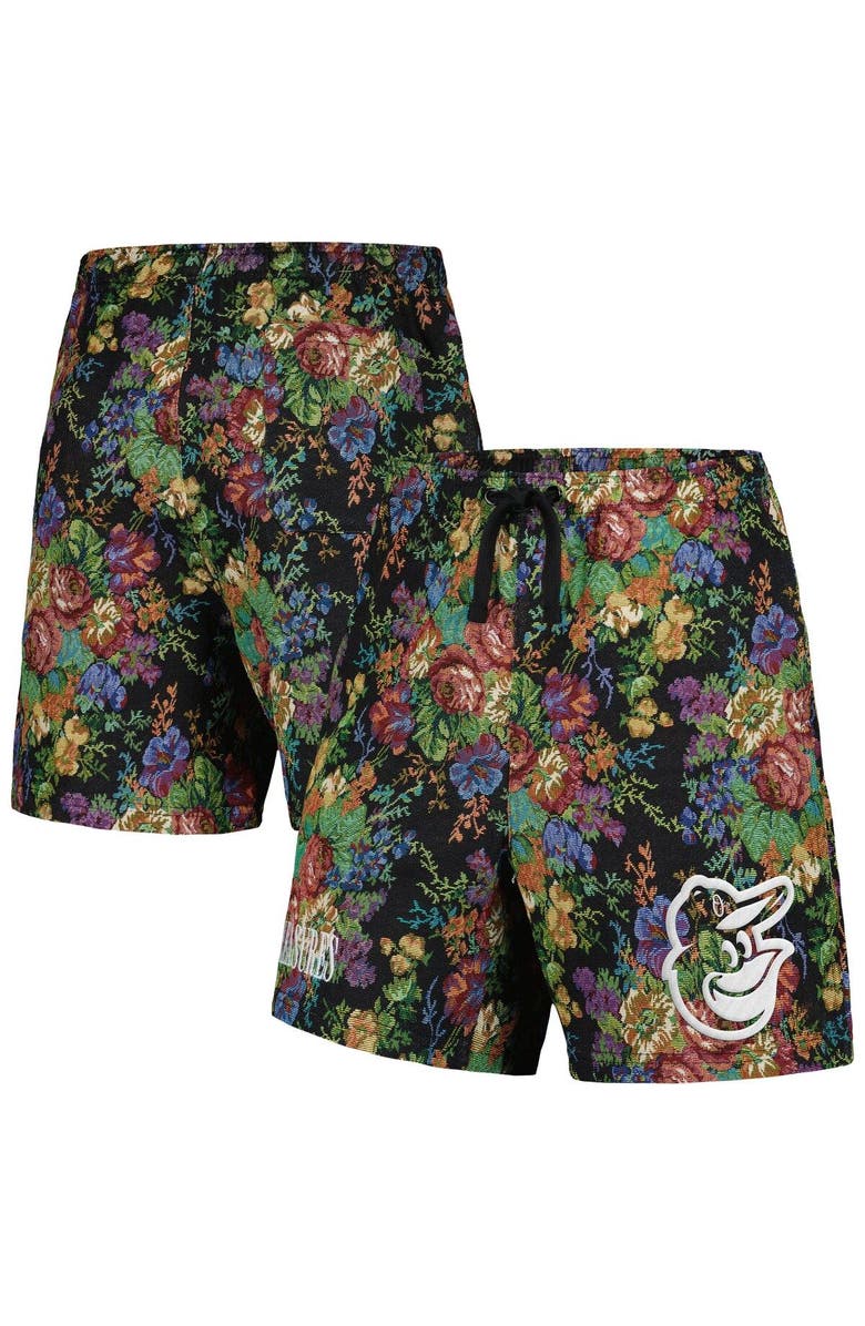 PLEASURES Men's PLEASURES  Black Baltimore Orioles Floral Shorts, Main, color, 