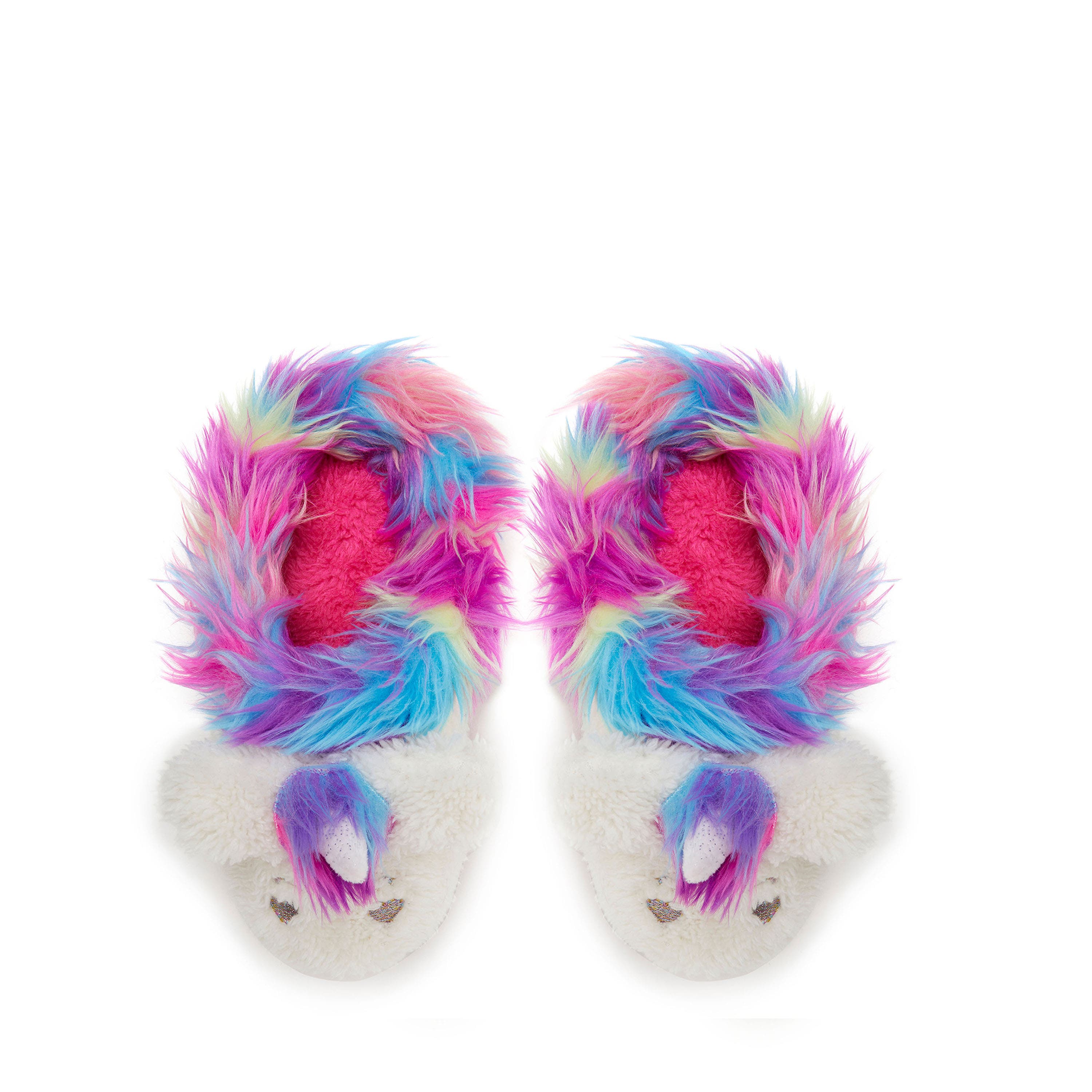 DEARFOAMS Kids' Peyton Novelty Unicorn Fuzzy Slipper, Alternate, color, Paradise Pink