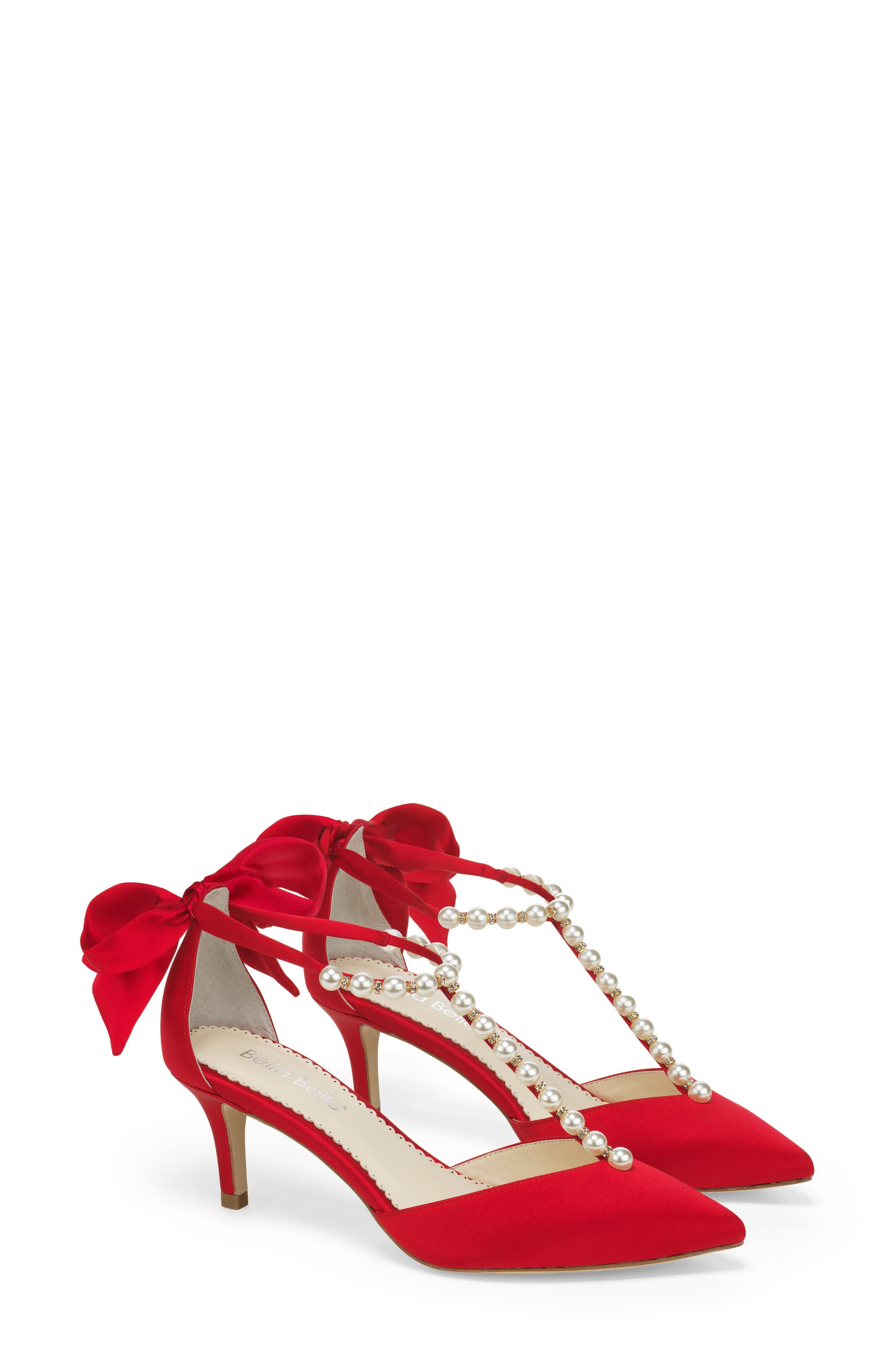 Bella Bella Lisa Embellished T-Strap Pump, Alternate, color, RED SILK