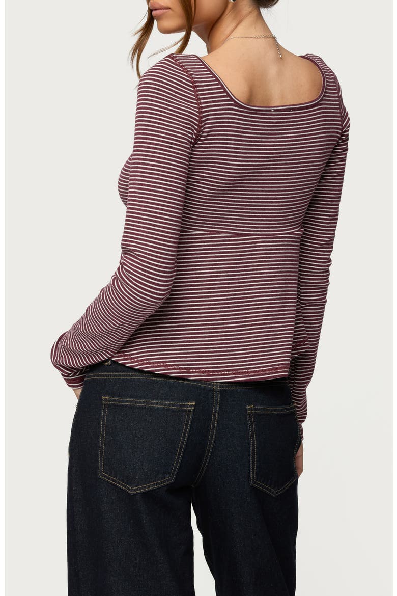 Sare Stripe Baby Doll Henley, Alternate, color, BURGUNDY