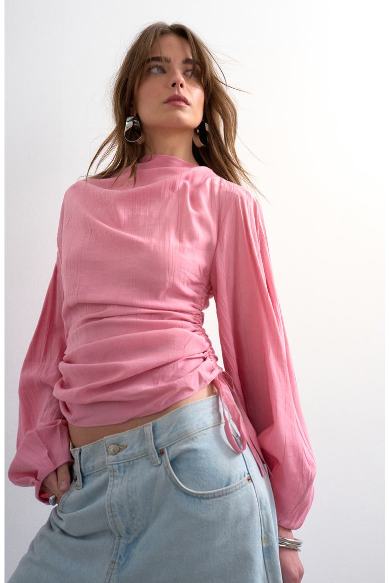 Cinched Side Tie Top, Main, color, LIGHT PINK