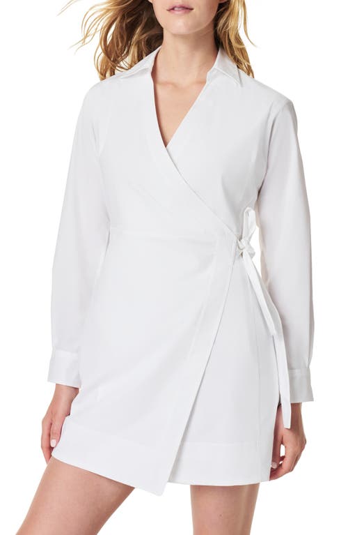 Spanx ® Long Sleeve Poplin Wrap Dress In White