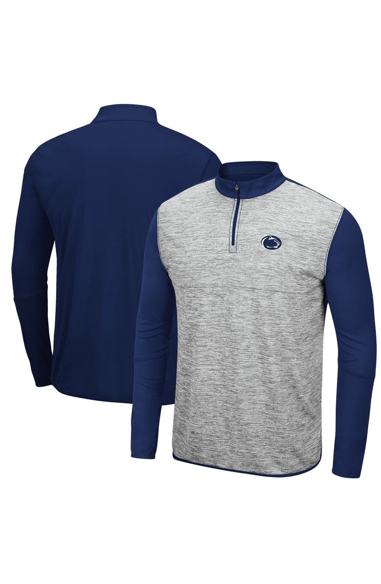 COLOSSEUM Men's Colosseum Heathered Gray/Navy Penn State Nittany Lions Prospect Quarter-Zip Jacket, Main, color,
