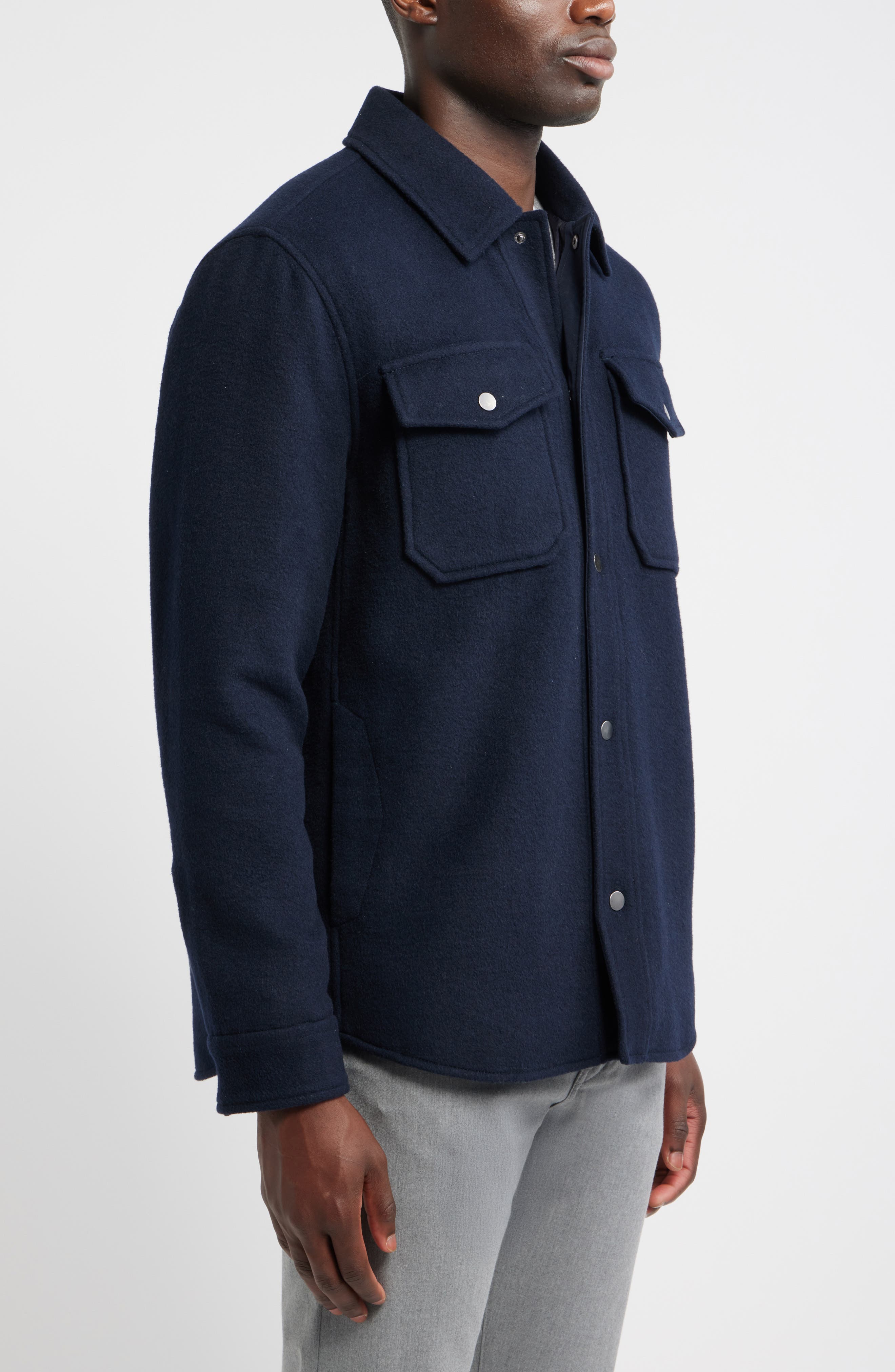 Мужские куртки Nordstrom Wool Blend Shirt Jacket — фото 4