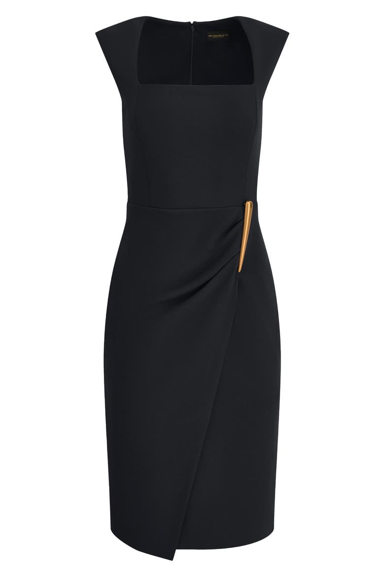 Wrap Front Sleeveless Sheath Dress, Alternate, color, BLACK