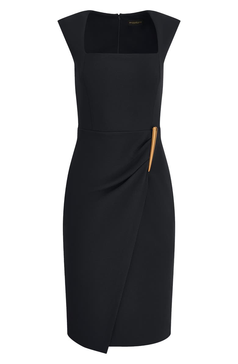Donna Karan New York Wrap Front Sleeveless Sheath Dress, Alternate, color, Black
