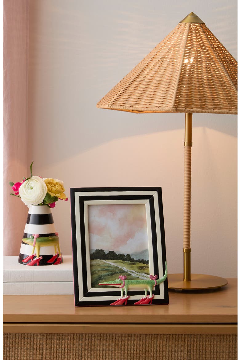 Patience Brewster Gloria Alligator 5 x 7-Inch Picture Frame, Alternate, color, BLACK
