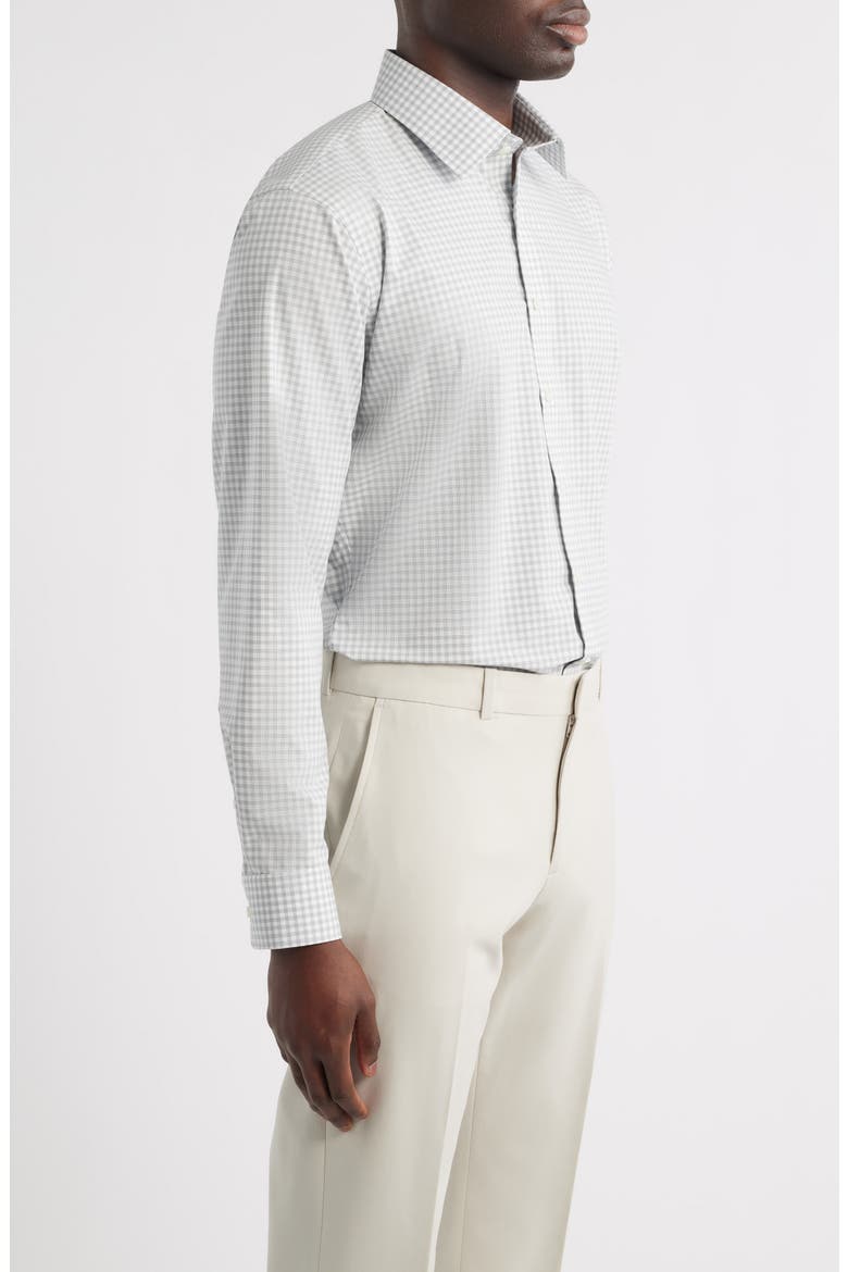 Trim Fit Check Non-Iron Cotton Dress Shirt, Alternate, color, GREEN BLUE VALEMONT PLAID