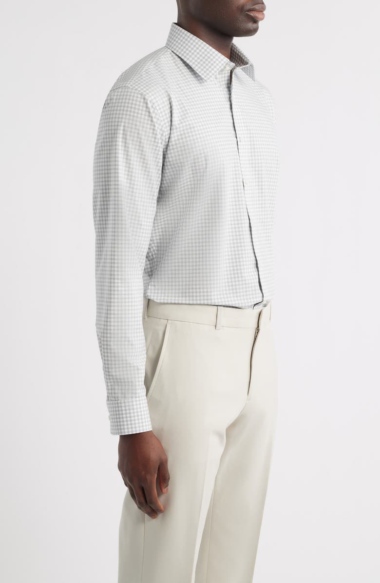 Nordstrom Trim Fit Check Non-Iron Cotton Dress Shirt, Alternate, color, Green Blue Valemont Plaid