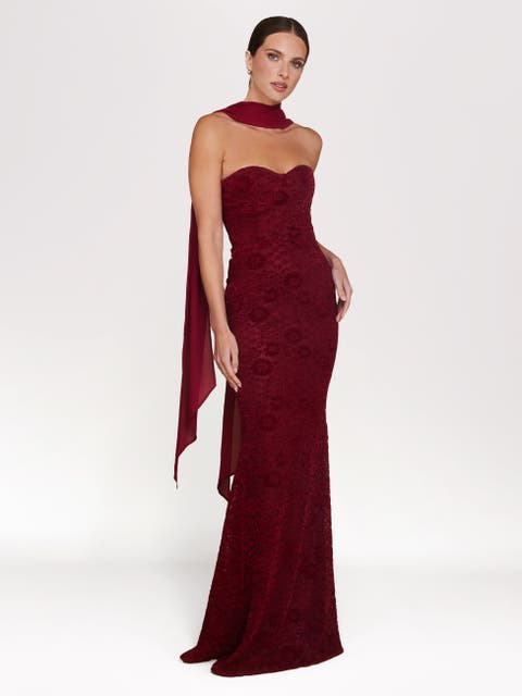 Velvet Lace Corset Bandeau Maxi Dress