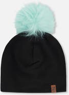 Deux par Deux Stretch Jersey Hat with Pompom