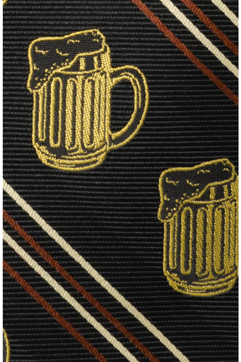 Beeraficionado Stripe Silk Blend Tie, Alternate, color, BROWN