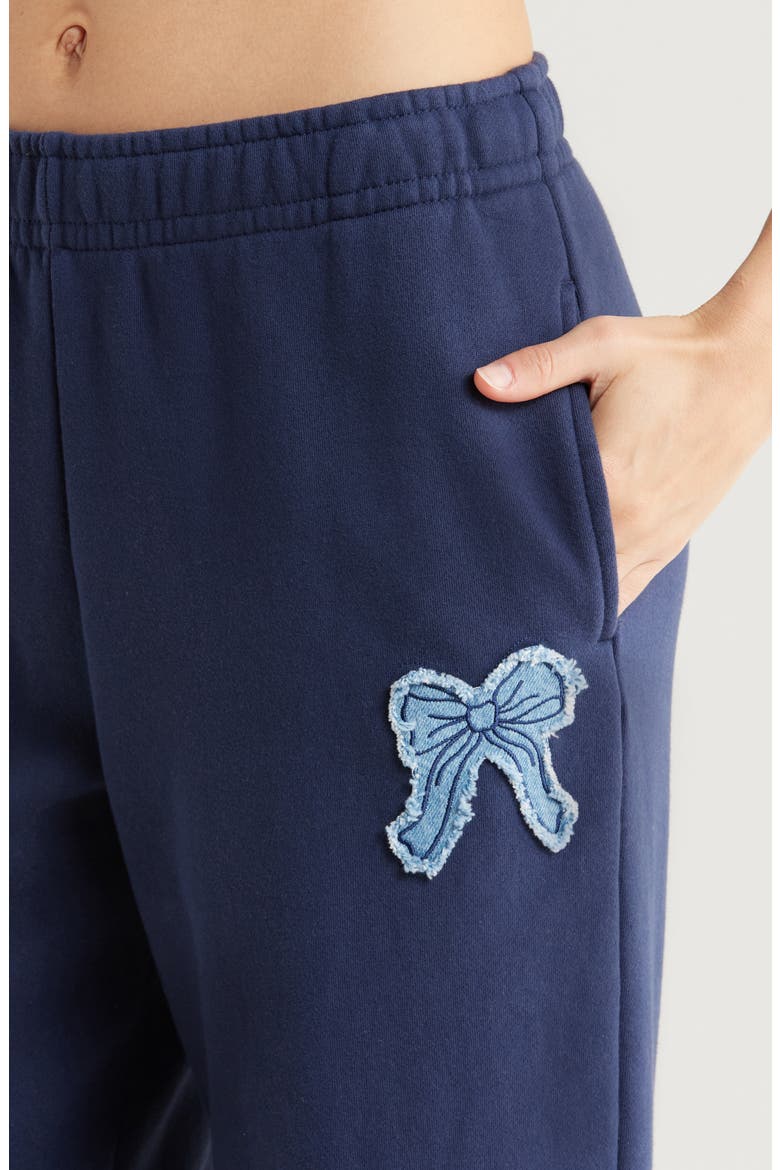 Denim Applique Baggy Sweatpants, Alternate, color, NAVY