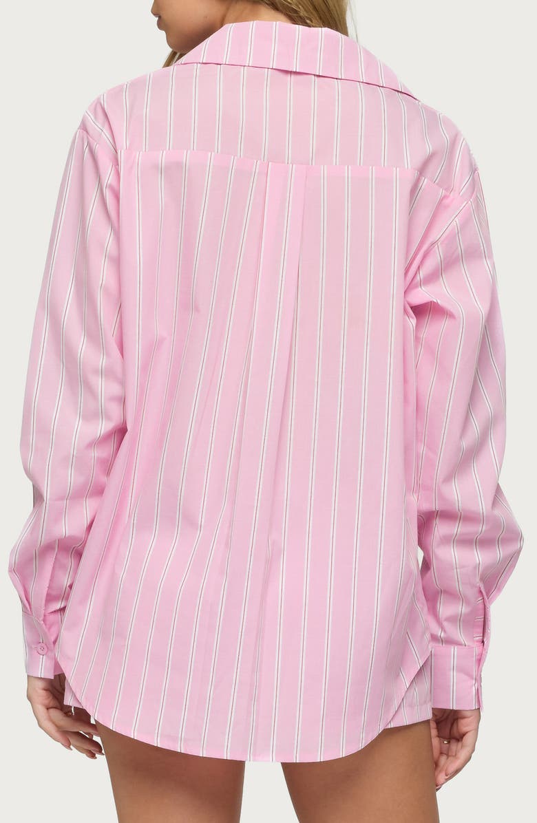 EDIKTED Carmella Stripe Oversize Button-Up Shirt, Alternate, color, 