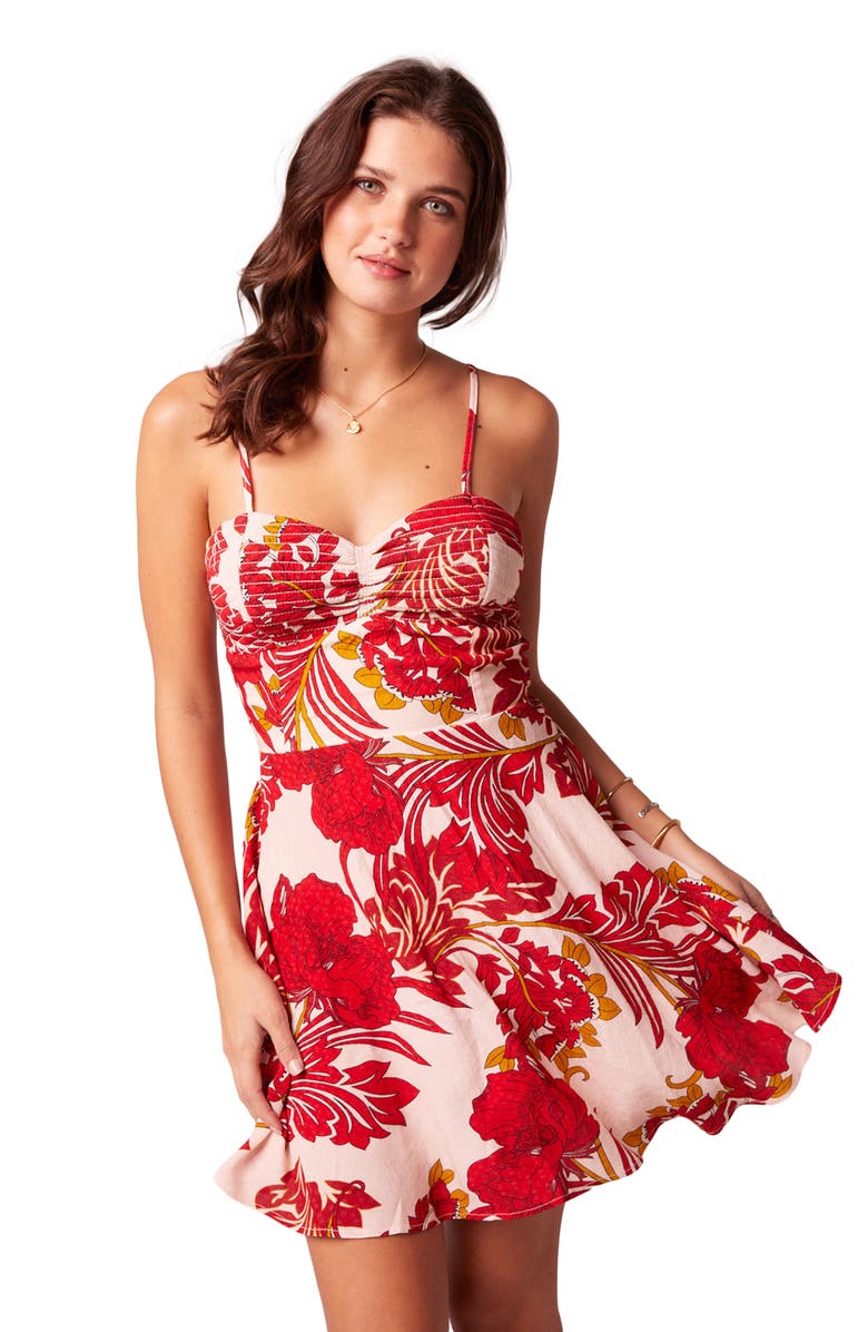 band of the free Dancing Queen Floral Fit & Flare Dress, Alternate, color, Peach/ Cream/ Red