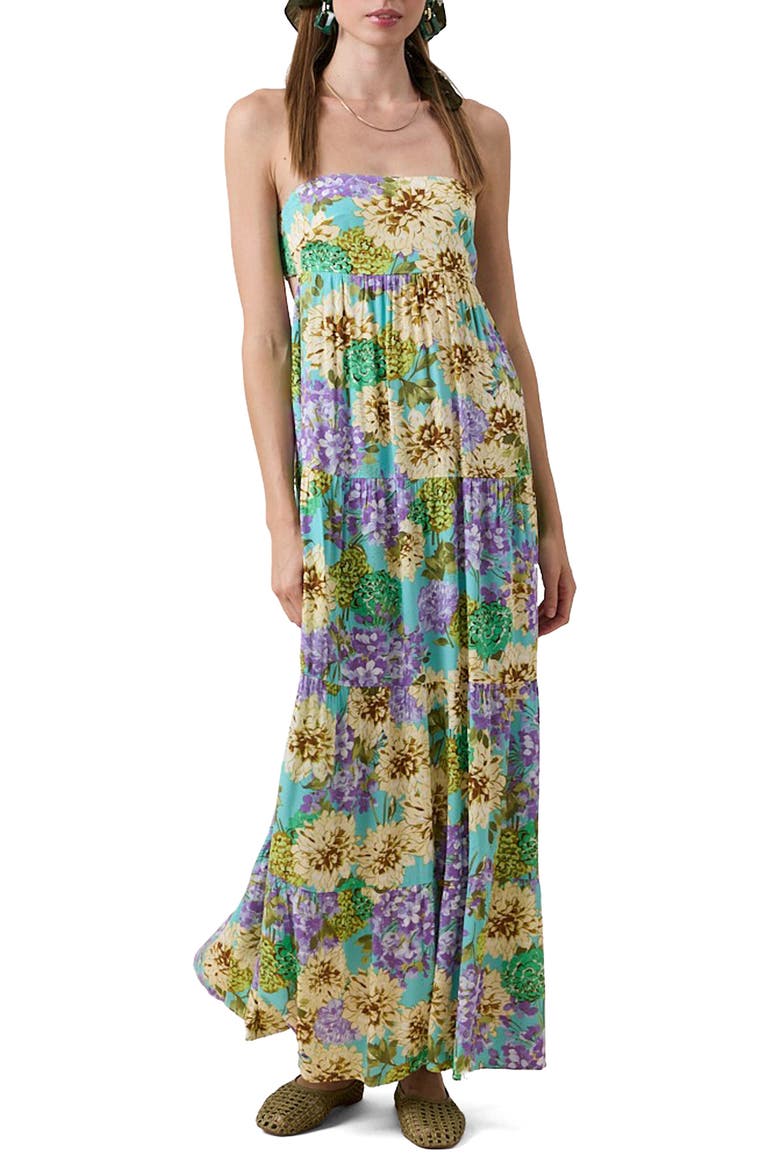 Strapless Open Back Maxi Dress, Main, color, GREEN