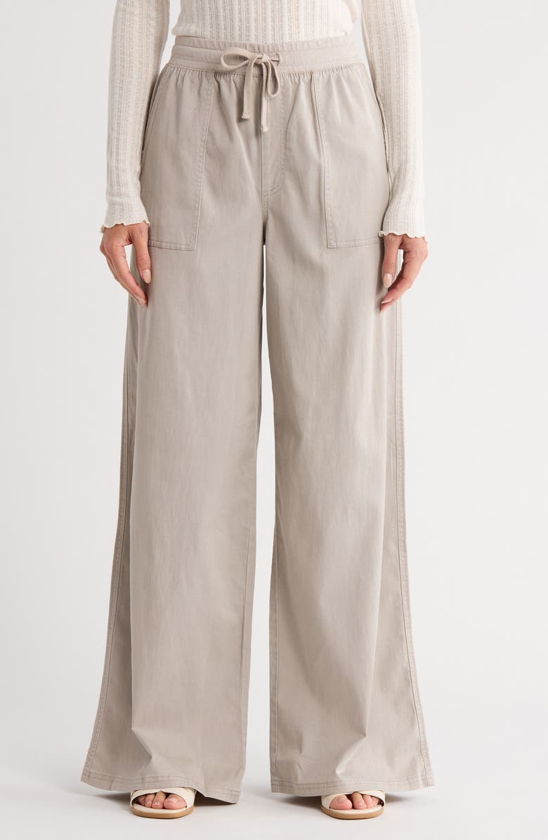 Splendid Twill Wide Leg Pants, Main, color, Almond Brown
