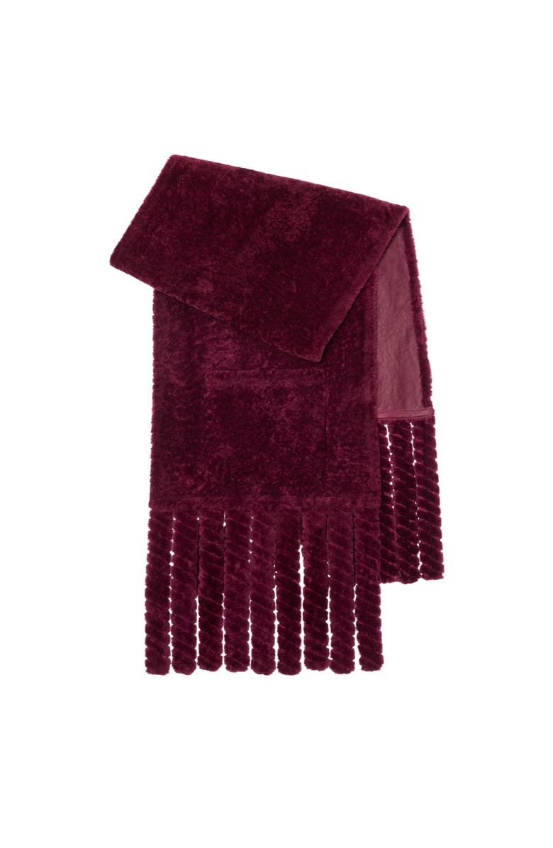 Burberry Shearling Scarf, Main, color, Ruby Red