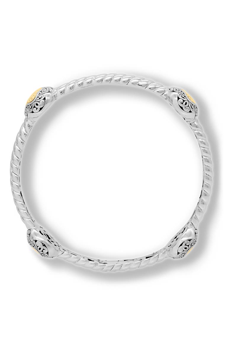 DEVATA Sterling Silver & 18K Gold Bali Clover Bangle Bracelet, Alternate, color, 